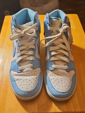 Nike Light Blue and White High-Top Dunks In Chill Sneakers